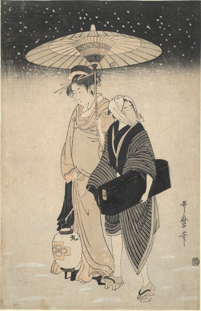 Nattpass i snön av Kitagawa Utamaro