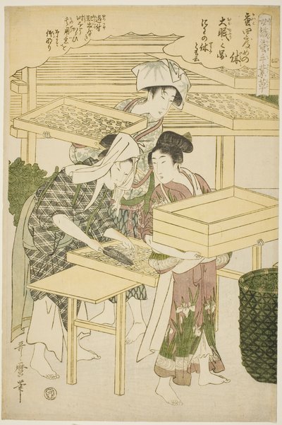 Nr 4 (shi), från serien "Women Engaged in the Sericulture Industry (Joshoku kaiko tewaza-gusa)" av Kitagawa Utamaro