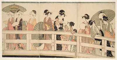 På och p Plan d under Rokoku B Ridage (ovanpå Rokoku Bridge) av Kitagawa Utamaro