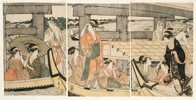 På och p Plan d under Rokoku B Ridage (ovanpå Rokoku Bridge) av Kitagawa Utamaro
