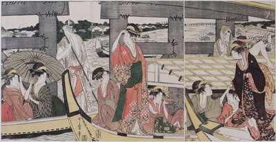 På toppen och under Ryogoku Bridge, ca. 1796 av Kitagawa Utamaro