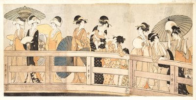 På toppen och under Ryogoku Bridge, ca. 1800 av Kitagawa Utamaro