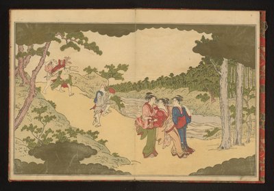 Människor som återvänder från en blomsterskådningsfest av Kitagawa Utamaro