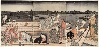 Nöjesbåtar på Sumidafloden av Kitagawa Utamaro