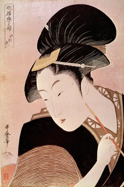 Porträtt av kvinna japanskt tryck av Utamaro Kitagawa (1753-1806) av Kitagawa Utamaro