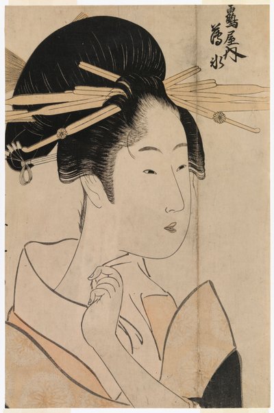 Porträtt av en geisha från tehuset Uyo av Kitagawa Utamaro