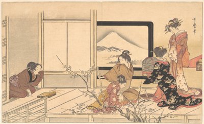 Förbereder mat åt sångaren..., 1798. av Kitagawa Utamaro