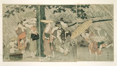 Skydd från en plötslig dusch av Kitagawa Utamaro