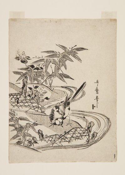 Sparrow (träblock i färg) av Kitagawa Utamaro