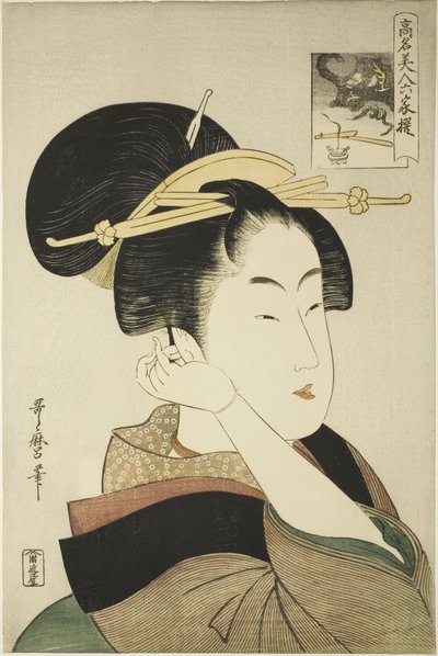 Tatsumi Roko, från serien Renowned Beauties Likened to the Six Immortal Poets av Kitagawa Utamaro