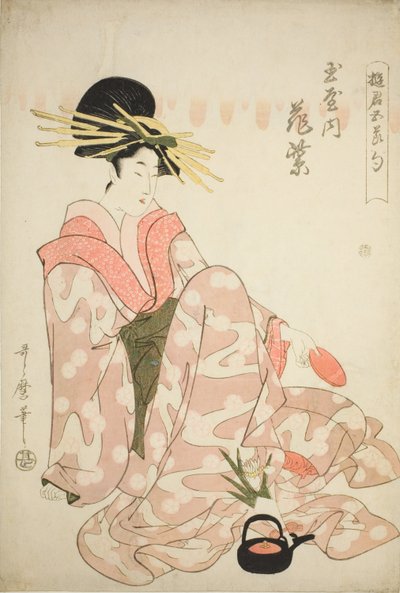 Courtesan Hanamurasaki från Tamaya, från serien "Courtesans of the Five Festivals (Yukun gosekku)" av Kitagawa Utamaro