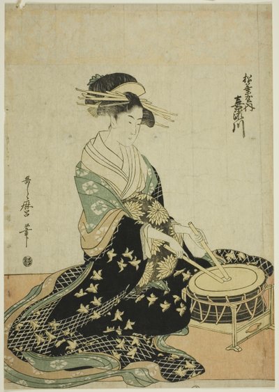 Courtesan Kisegawa från Matsubaya, från en namnlös serie av kurtisaner från Matsubaya som fem musiker av Kitagawa Utamaro