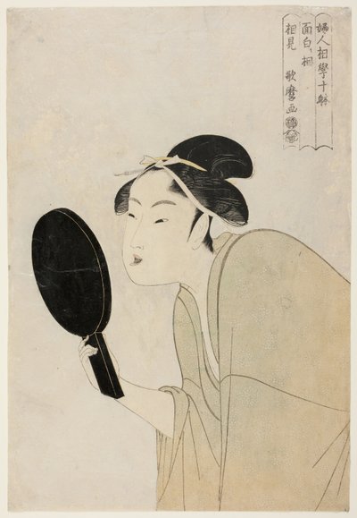 Den intressanta typen (Omoshiroki so), från serien "Ten Types in the Physiognomic Study of Women" ("Fujin sogaku juttai") av Kitagawa Utamaro