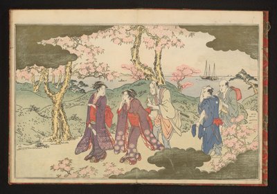 Kullarna vid Gotenyama, Edo, med utsikt över Edobukten av Kitagawa Utamaro