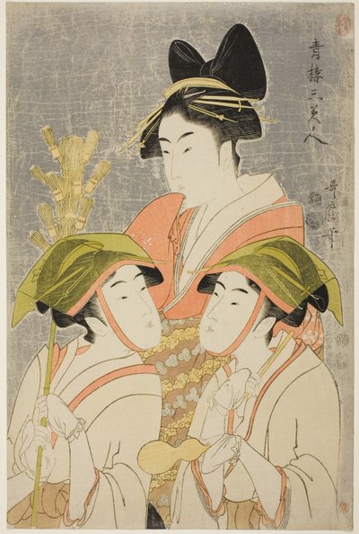 Three Beautiers of Yoshiwara av Kitagawa Utamaro