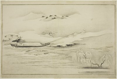 Towing a Barge in the Snow, från albumet The Silver World, 1790 av Kitagawa Utamaro