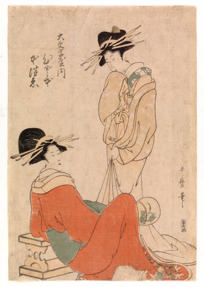 Två kurtisaner, ca 1800-10 (färgträsnitt) av Kitagawa Utamaro