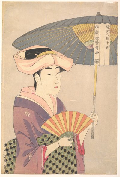 Woman Holding Up a Parasol, från serien Ten Types in the Physiognomic Study of Women, ca. 1793 av Kitagawa Utamaro