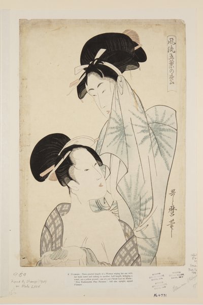 Kvinnor efter badet (trätryck i färg) av Kitagawa Utamaro