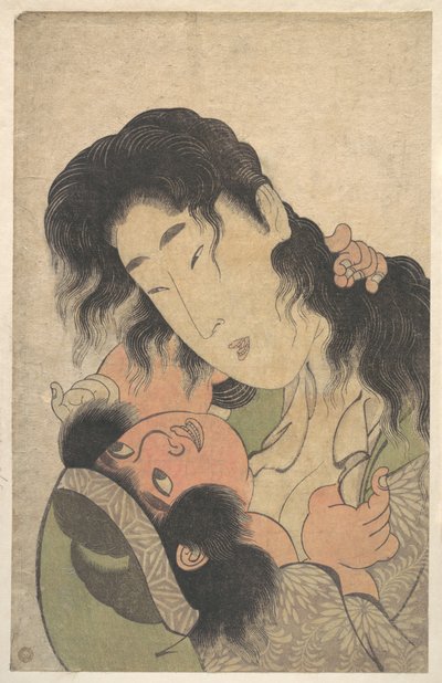 Yamauba leker med Kintarō av Kitagawa Utamaro