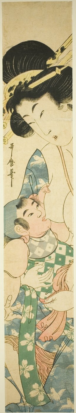 Mamma ammande barn av Kitagawa Utamaro II