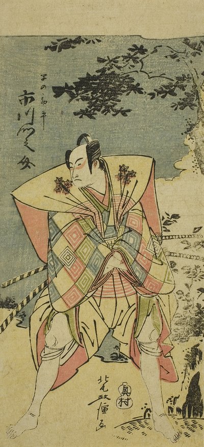 Ichikawa Monnosuke Ichikawa Monnosuke, en medlem av regeringen för s fraktion, Chushinguras bryggeri av Kitao Masanobu