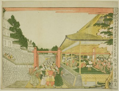 Akt IV (Yondanme), från serien "Perspective Pictures of the Storehouse of Loyal Retainers (Uki-e kanadehon Chushingura)" av Kitao Masayoshi