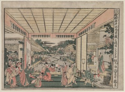 Chushingura: Akt VII från serien Perspective Pictures för The Treasure House of Loyalty, ca. 17 av Kitao Masayoshi