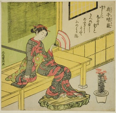 Rensa vind från en fläkt (Ogi no seiran) av Kitao Shigemasa
