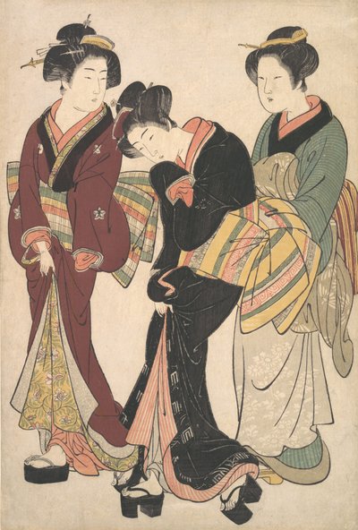 Två geishor och en piga, ca. 1790. av Kitao Shigemasa