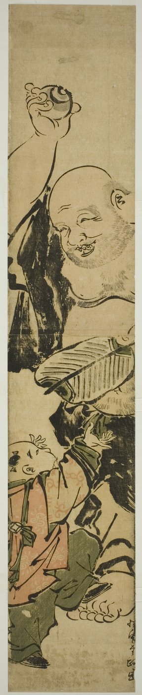 Ung pojke som ber Hotei av Kitao Shigemasa