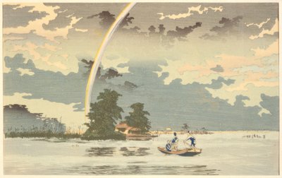 Utsikt i skymningen, Hashiba, Tokyo av Kiyochika Kobayashi