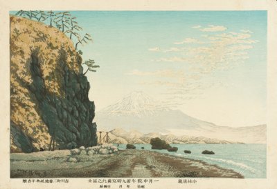 Mount Fuji sett från Satta, skissad kl. 9, mitten av januari 1881 av Kiyochika Kobayashi
