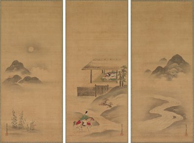 Minamoto no Nakakuni besöker Lady Kogō av Kiyohara Yukinobu