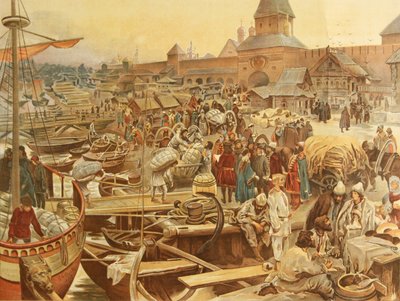 Novgorods hamn, 1907 av Klavdiy Vasilievich Lebedev