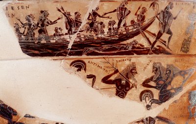 Avstigning från Thesee till Delos, detalj av halsen mot B övre register - 