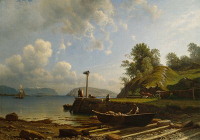 Kustlandskap med hus av Knud Andreassen Baade