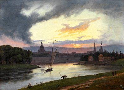 Norska:  Dresden vid solnedgången Dresden vid solnedgången av Knud Baade