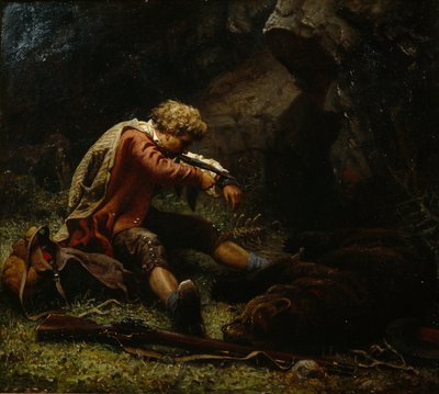 Sårad björnjägare av Knud Bergslien