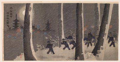 Stort häftigt slag i snön nära Niuzhuang av Kobayashi Kiyochika