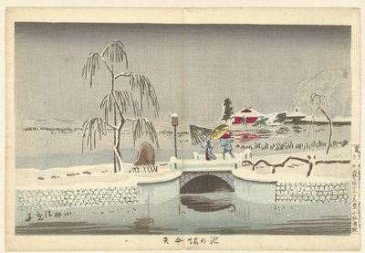 Benten Shrine på Ikenohata Kanten av dammen vid Benten Shrine Ikenohata Benten (titel på objekt) av Kobayashi Kiyochika