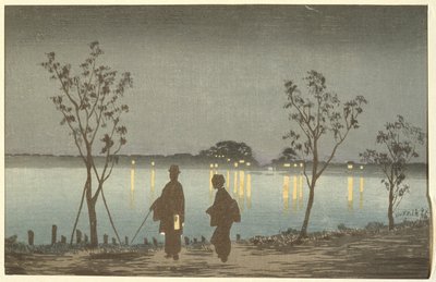 Natt vid Sumidafloden av Kobayashi Kiyochika