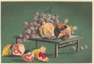 Granatäpplen och druvor av Kobayashi Kiyochika
