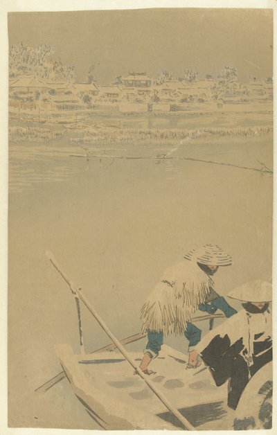 Skymningssnö vid Matsuchiyama Nya ansikten på kända platser i Tokyo (serietitel) Tokyo meisho shinkei no uchi (serietitel) av Kobayashi Kiyochika