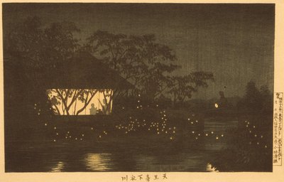 Koromofloden nedanför Tennōji-templet av Kobayashi Kiyochika