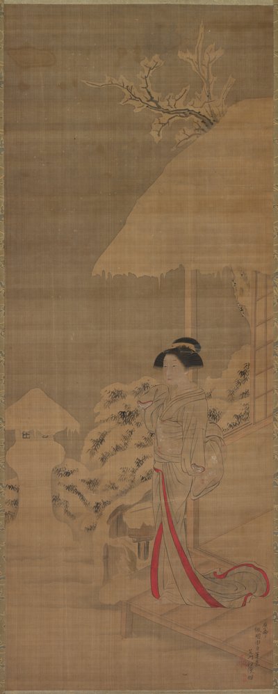 Beauty Bijin in the Snow, sent 1700-tidigt 1800-tal. av Kokan Shiba