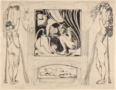 Allegori över sommaren, 1896 eller senare (teckning i penna och tusch) av Koloman Moser