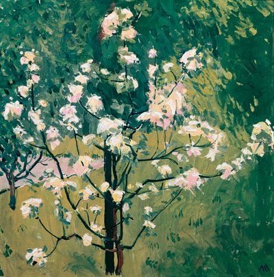 Blühender Baum im Garten - Blommande träd i trädgården ... (olja på duk) av Koloman Moser