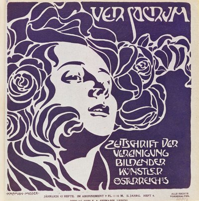 Omslag till 4:e numret 1899 av Ver Sacrum, tidskriften för konstnärerna inom Art Nouveau Sezession-rörelsen ... av Koloman Moser