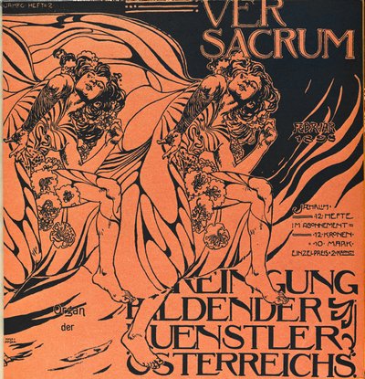 Omslag till februarinumret 1898 av Ver Sacrum, tidskriften för Art Nouveau Sezession-rörelsen ... av Koloman Moser